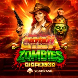 Tampilan visual slot Giga Zombies GigaBlox dengan simbol raksasa di grid